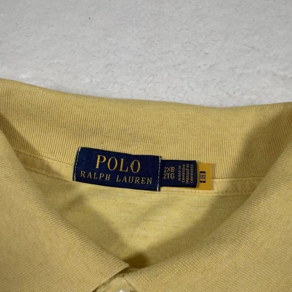 Polo Ralph‎ Lauren Shirt Mens 2XB Yellow Short Sleeve Flesh Pony Collar Top